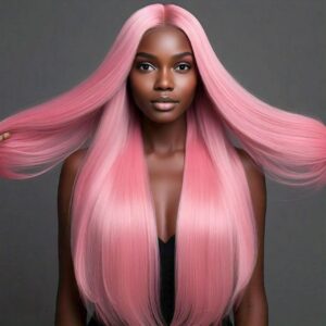 Hairlo Pink Color Straight 13x4 HD Transparent Lace Wig – 100% Human Hair, Premium Quality & Style