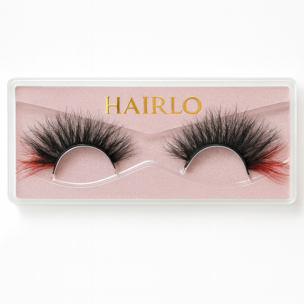 Hairlo Fire Kiss 3D Mink Lashes 25mm (Black with Red Ombré)