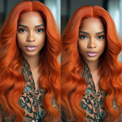 Hairlo Ginger Orange #350 100% Human Hair 13×4 Lace Front Wig – Premium Quality & Style