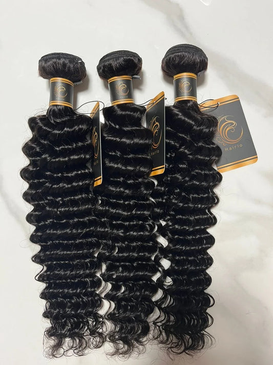 Hairlo 11A Cuticle Aligned Deep Wave Virgin 100% Human Hair – 3 Bundles