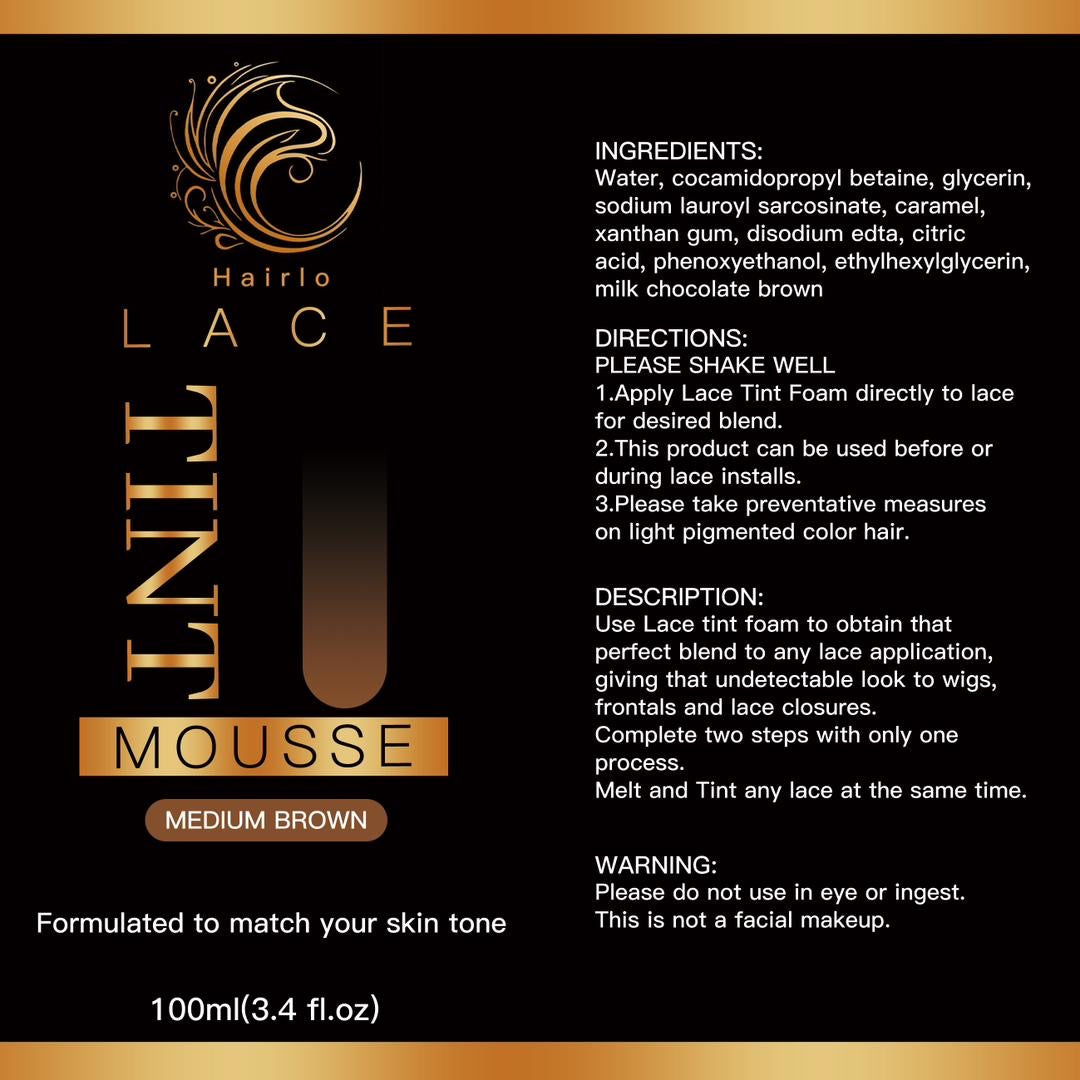 Hairlo Lace Tint Mousse - Medium Brown | Seamless Skin Tone Match for Natural-Looking Lace Installs (100ml / 3.4 fl. oz)