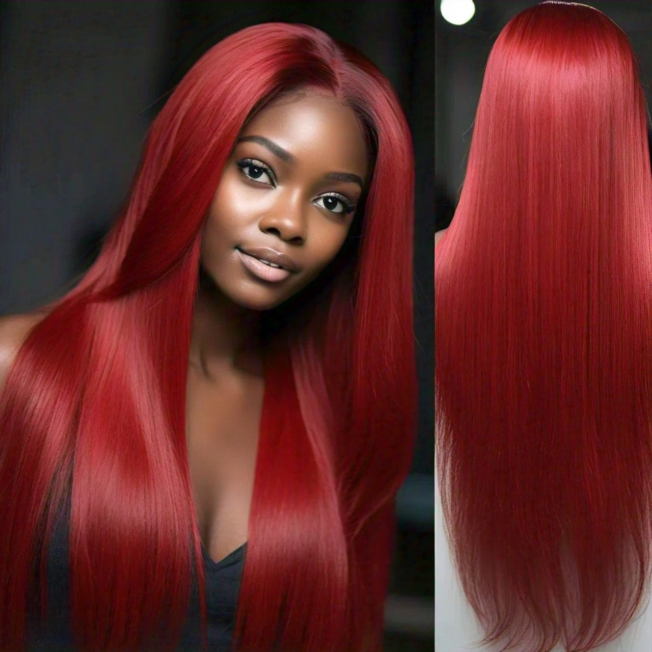 Hairlo Red Color Straight 13x4 HD Transparent Lace Wig – 100% Human Hair, Premium Quality & Style