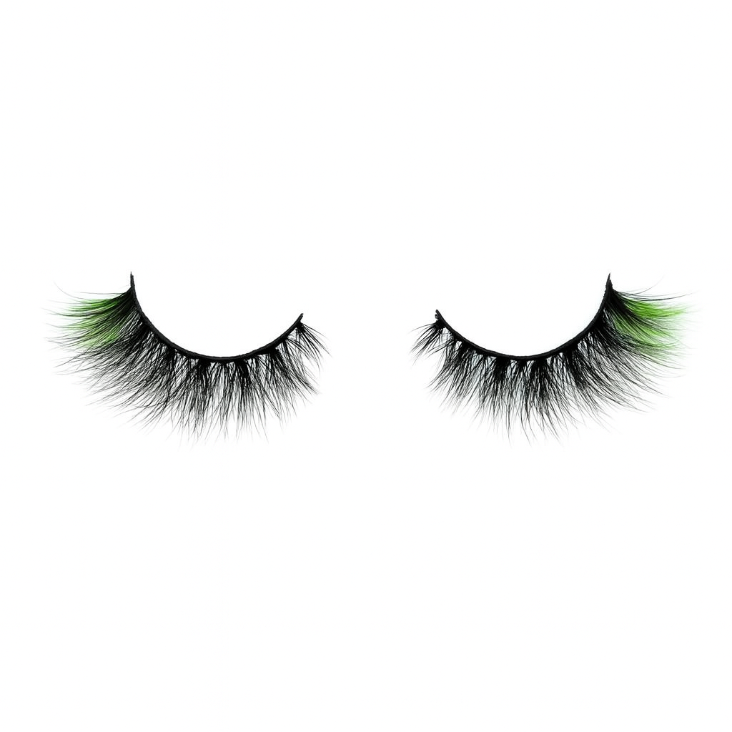 Hairlo Emerald Whisper 3D Mink Lashes 15mm (Green Accent)
