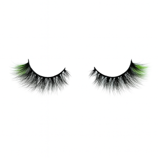 Hairlo Emerald Whisper 3D Mink Lashes 15mm (Green Accent)