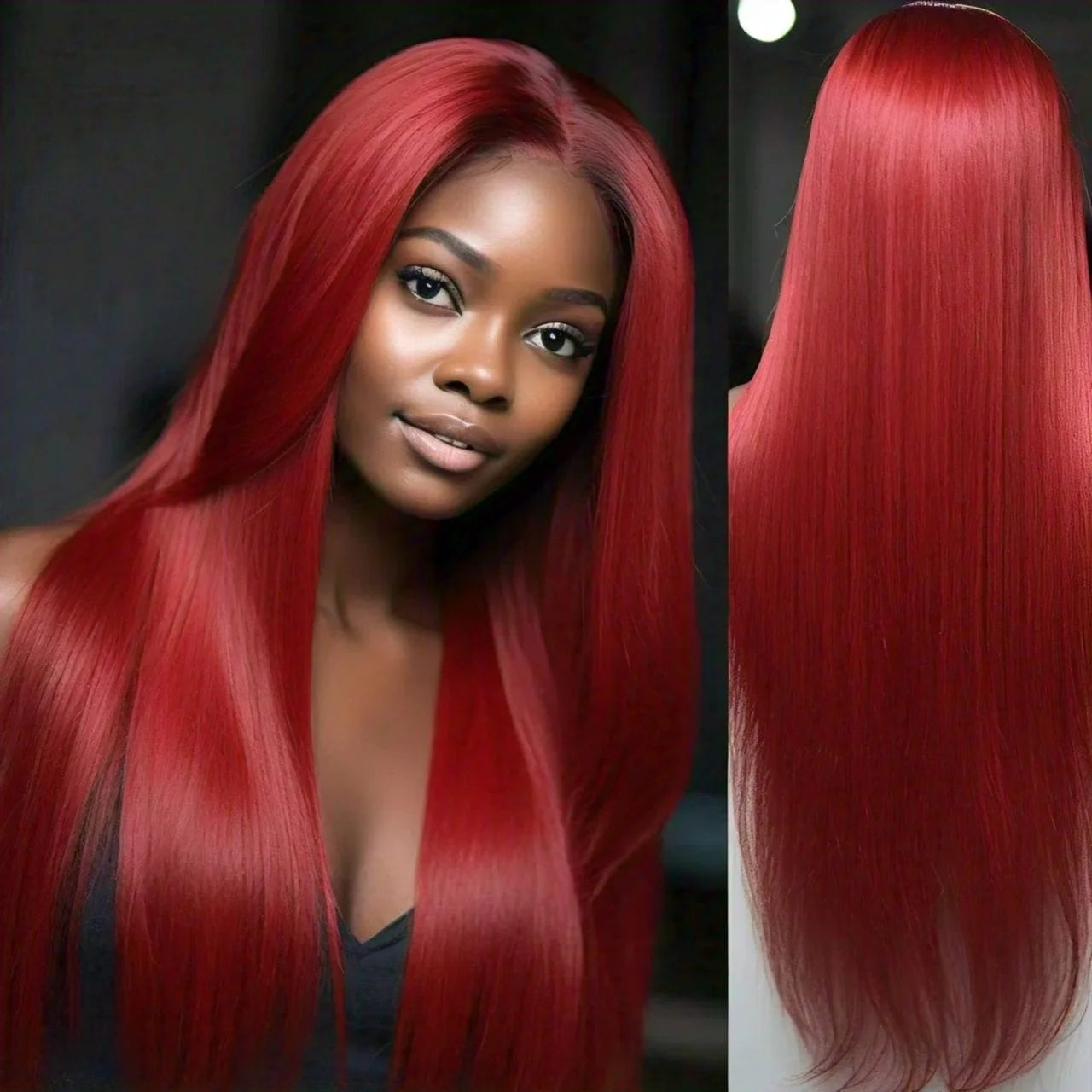 Hairlo Red Color Straight 13×4 HD Transparent Lace Wig – 100% Human Hair, Premium Quality & Style