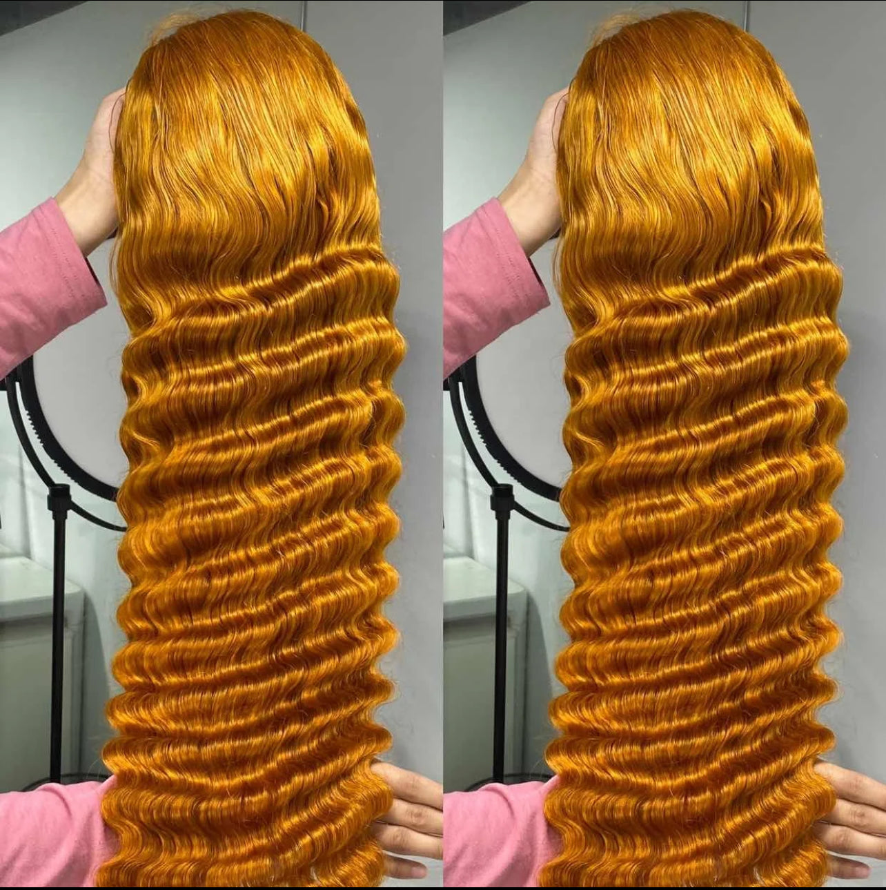 Hairlo Orange Deep Wave 13x4 HD Frontal Transparent Lace Wig – 100% Human Hair, Premium Quality & Style