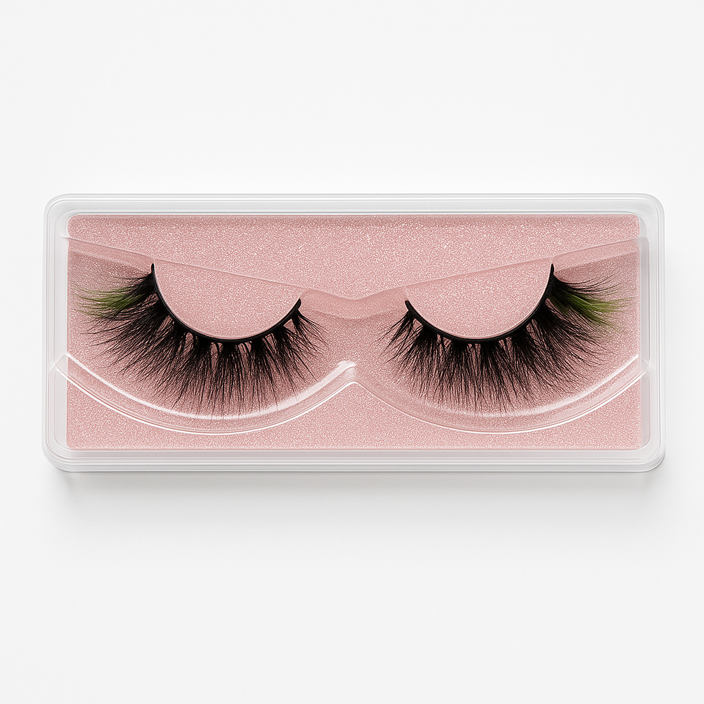 Hairlo Emerald Whisper 3D Mink Lashes 15mm (Green Accent)