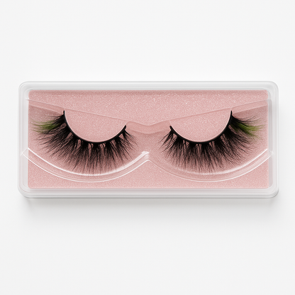 Hairlo Emerald Whisper 3D Mink Lashes 15mm (Green Accent)