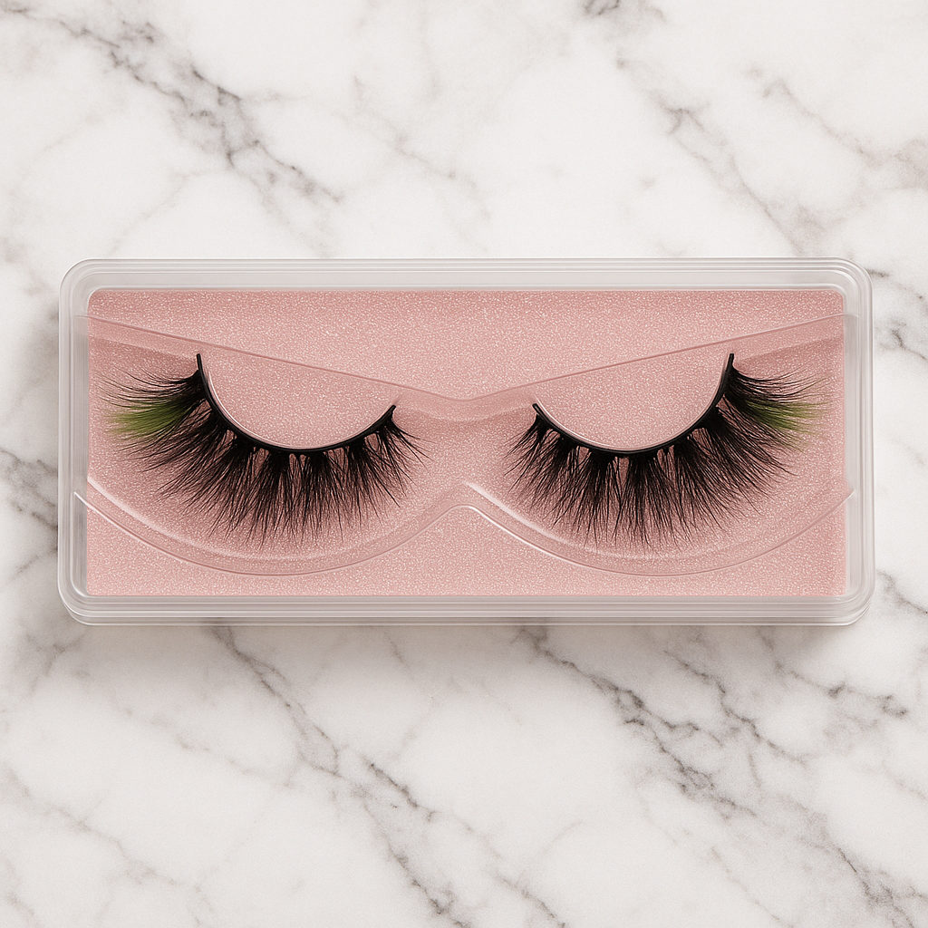 Hairlo Emerald Whisper 3D Mink Lashes 15mm (Green Accent)