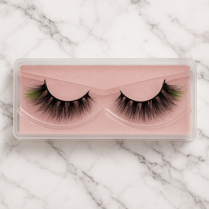 Hairlo Emerald Whisper 3D Mink Lashes 15mm (Green Accent)