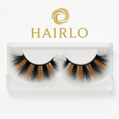 Hairlo Flame Queen 3D Mink Lashes 25mm (Orange Highlight)