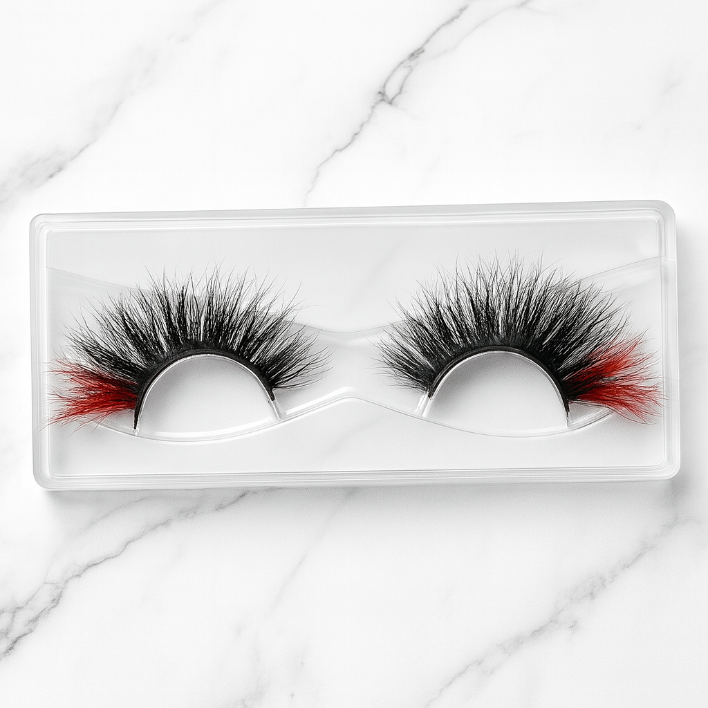Hairlo Fire Kiss 3D Mink Lashes 25mm (Black with Red Ombré)
