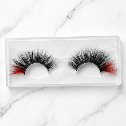 Hairlo Fire Kiss 3D Mink Lashes 25mm (Black with Red Ombré)