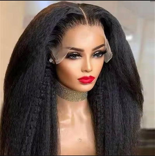 Hairlo HD Lace Kinky Straight Wig in Natural Color – 100% Human Hair, Pre-cut, Pre-plucked Premium Quality & Style