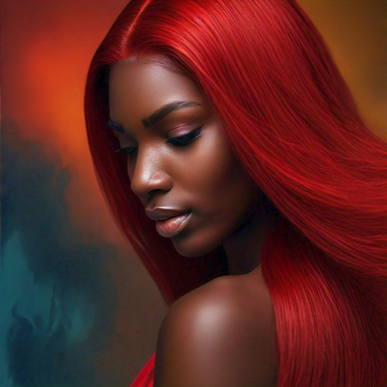 Hairlo Red Color Straight 13x4 HD Transparent Lace Wig – 100% Human Hair, Premium Quality & Style