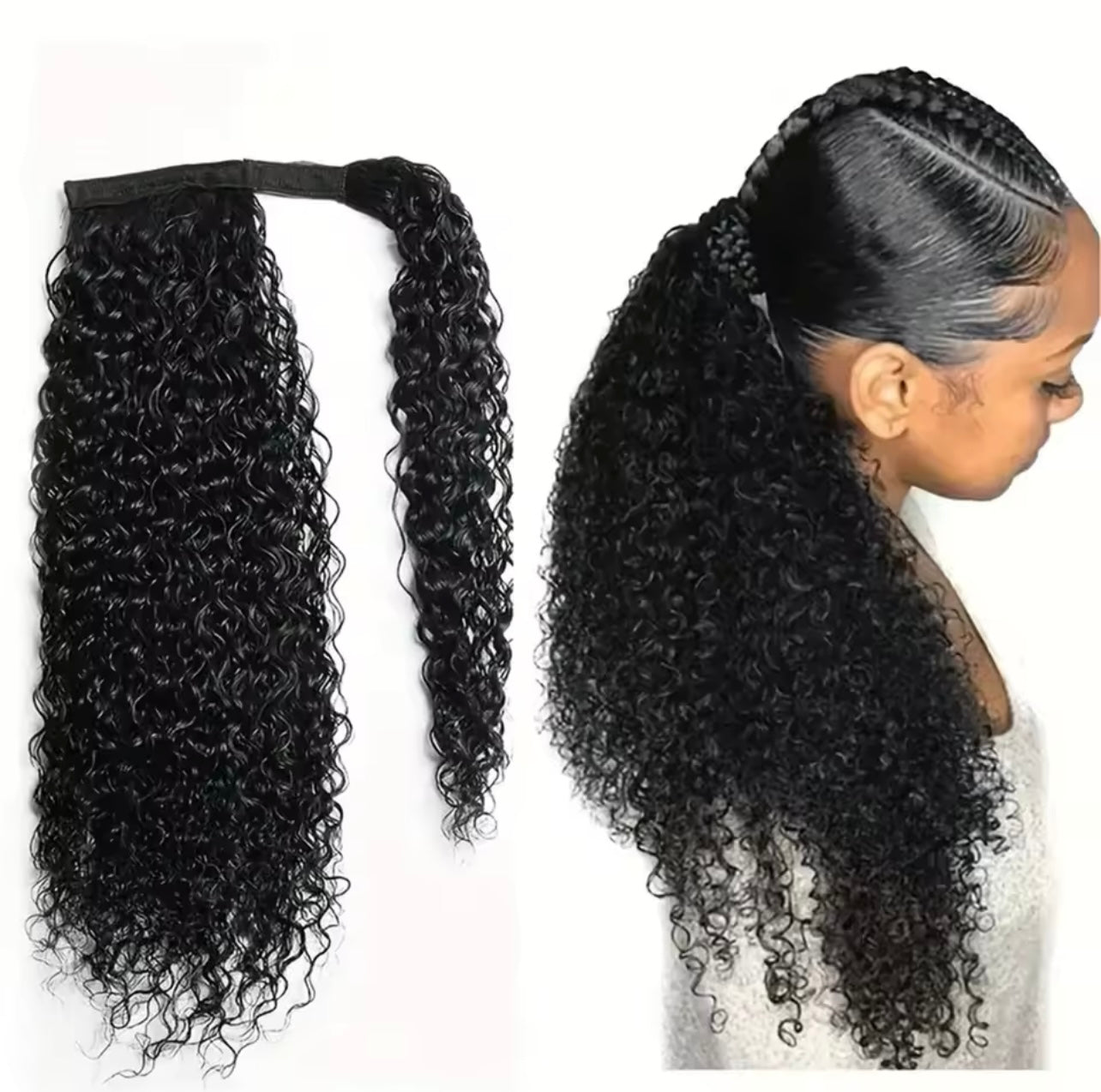 Hairlo 11A Jerry Curly Wrap - Around Ponytail Extension with Clip - in - Hairlo