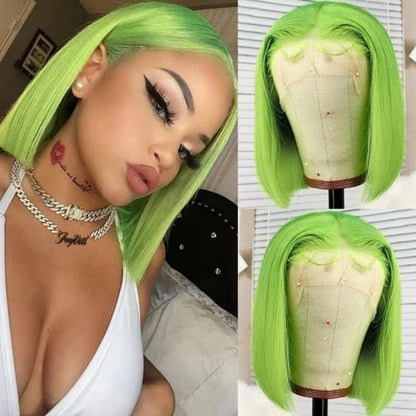 Hairlo Apple Green is made from 613 Blonde Straight Transparent Lace 100% Human Hair. Pre - cut, pre - plucked, and Glueless - Hairlo