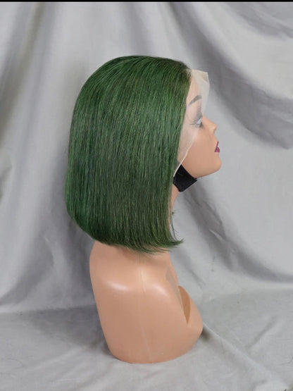 Hairlo Dark Green 4*4 Glueless pre - cut, Transparent Bob Wig – 100% Human Hair, Premium Quality and Style - Hairlo