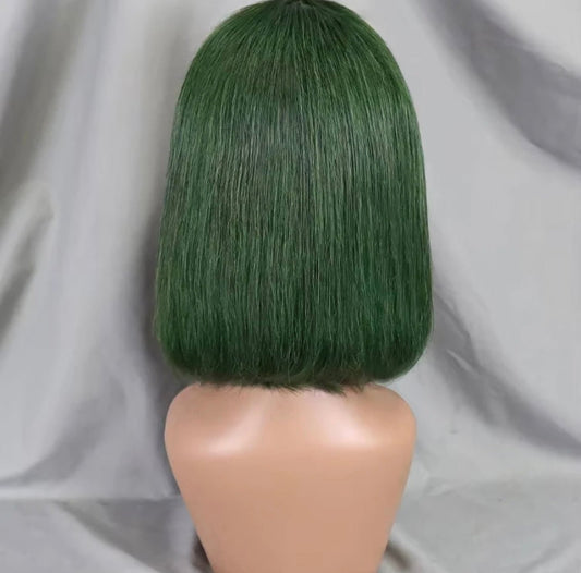 Hairlo Dark Green 4*4 Glueless pre - cut, Transparent Bob Wig – 100% Human Hair, Premium Quality and Style - Hairlo