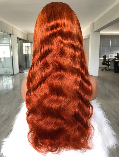 Hairlo Ginger Orange #350 100% Human Hair 13×4 Transparent Lace Frontal Wig – Premium Quality & Style - Hairlo