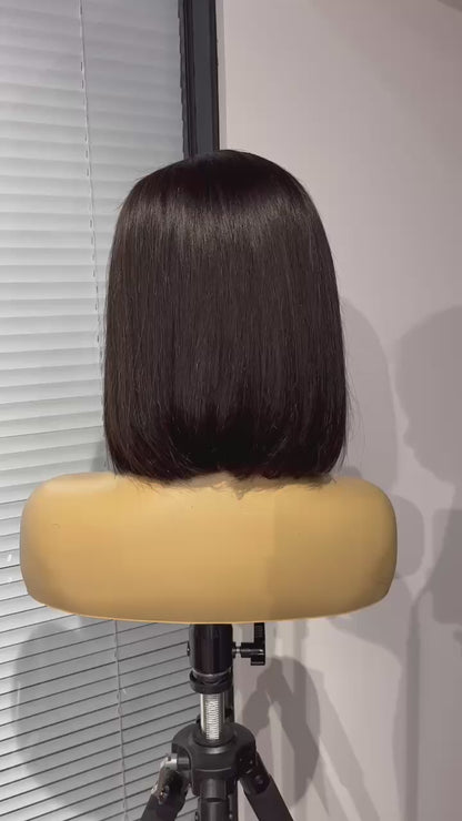 Perruque HD sans colle, couleur naturelle, lisse, 13 x 4,5 x 5,5 x 4 x 4,2 x 6, prédécoupée, pré-épilée et pré-décolorée. Cheveux 100 % humains, qualité et style haut de gamme